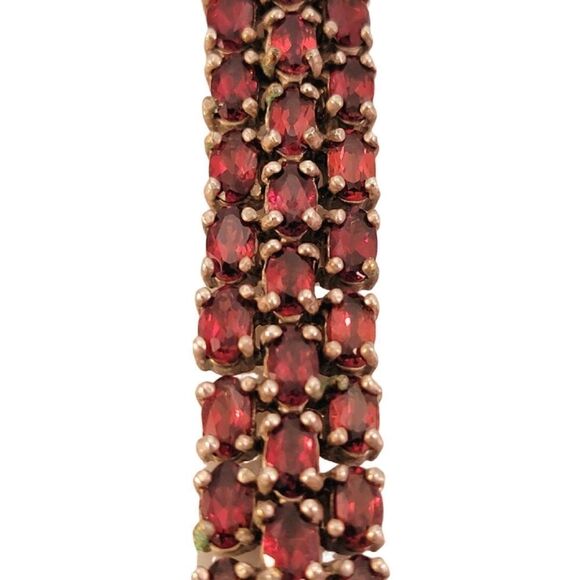 Dee Berkley Sterling Red Garnet Triple Row Tennis Bracelet - Picture 5 of 9